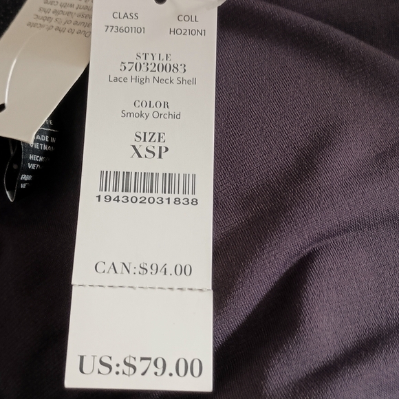 White House Black Market 2 Piece Smoky Orchid Lace High Neck Shell Ex Small Pet - Picture 10 of 10